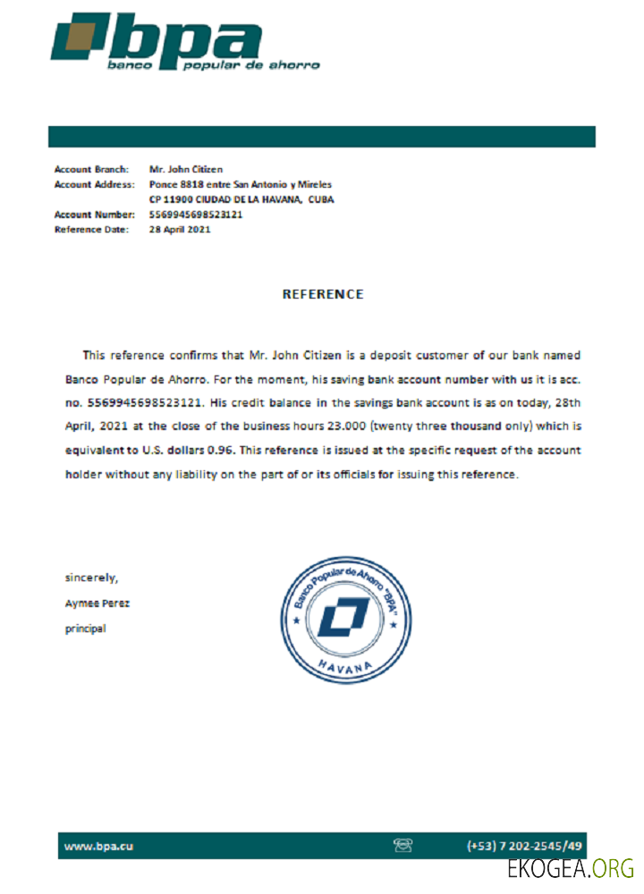 Cuba , Banco Popular de Ahorro , référence